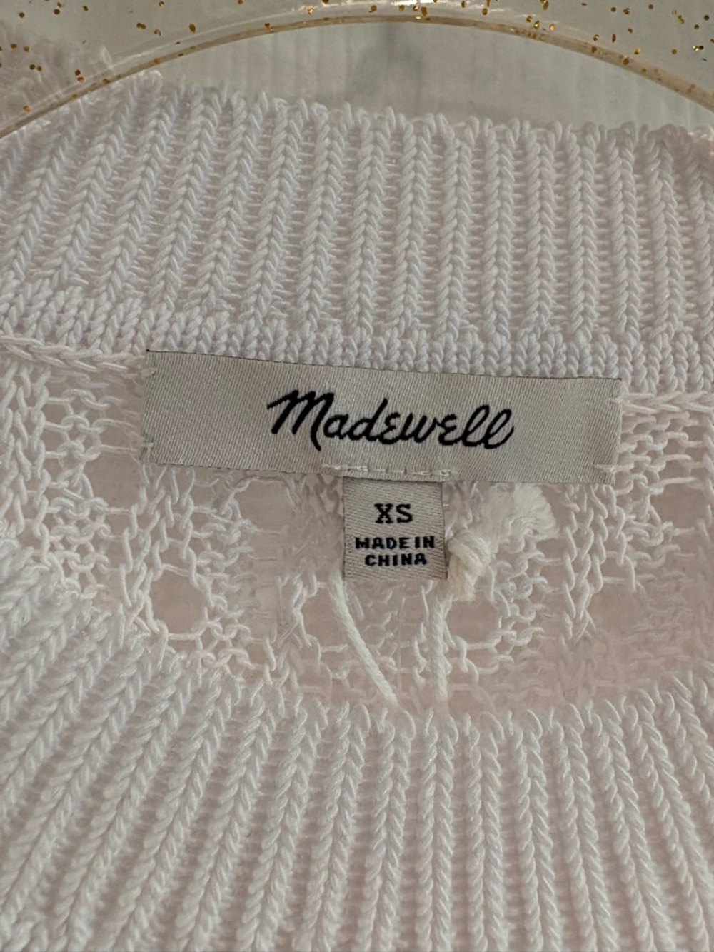Madewell Open Knit Cropped Sweater XS White Short Sleeve Beachy Oversized NWT - Picture 4 of 7